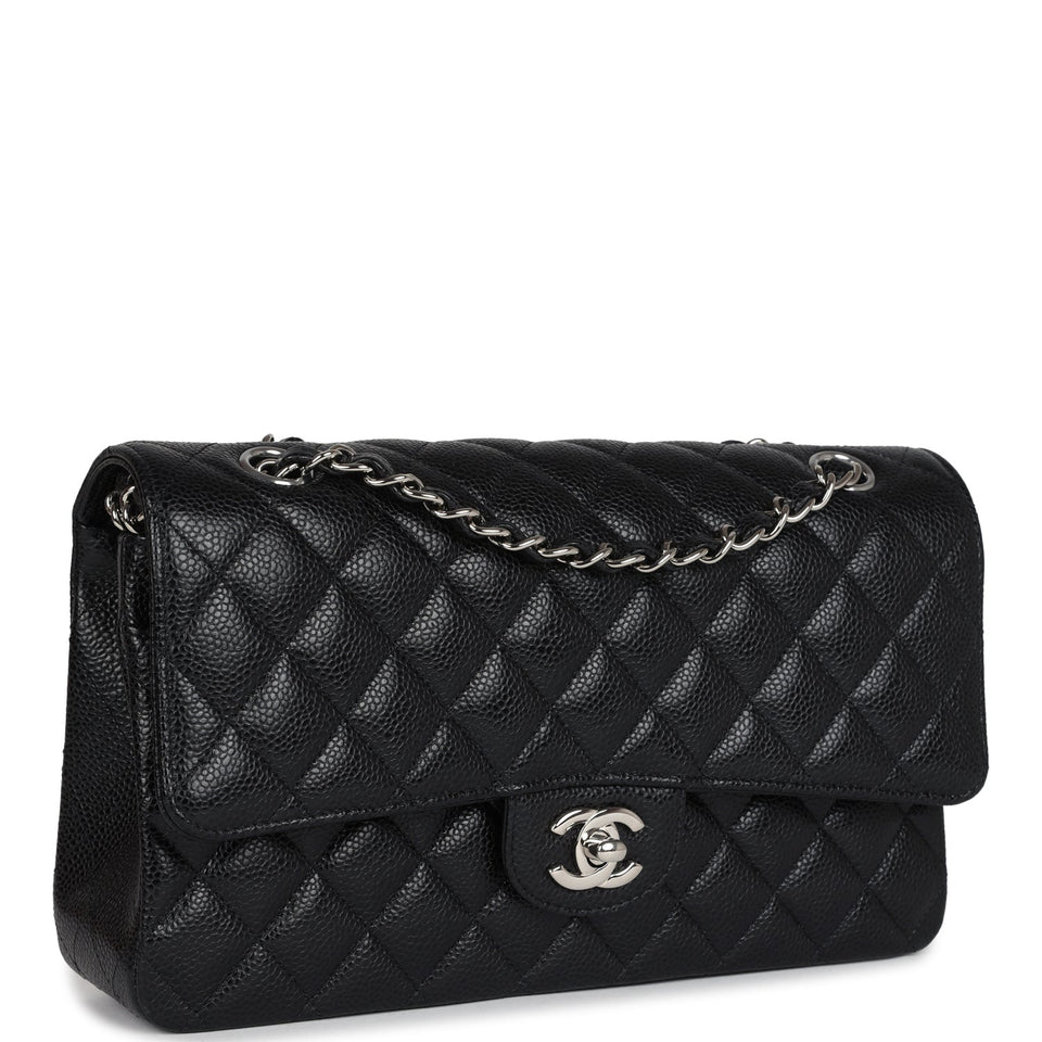 Chanel Medium Classic Double Flap Black Caviar Silver Hardware