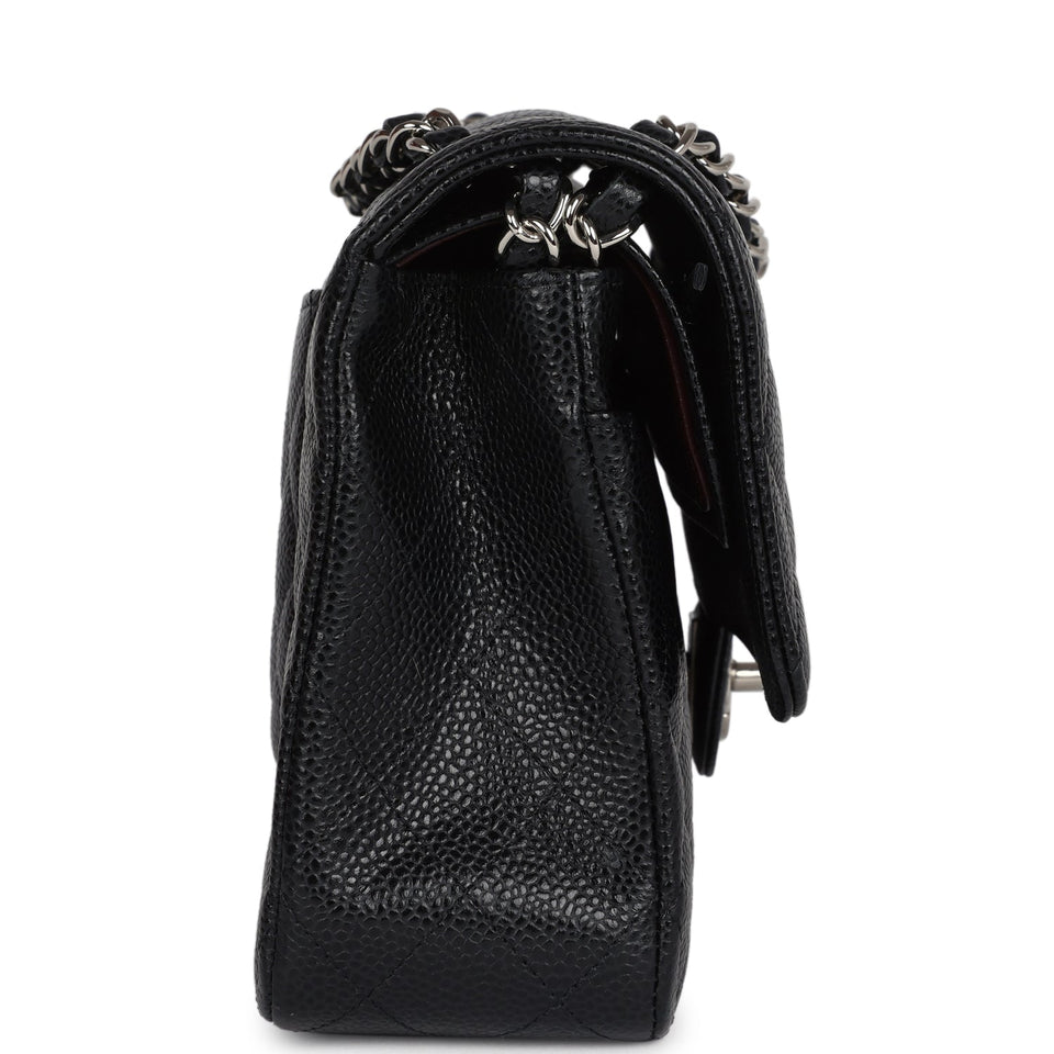 Chanel Medium Classic Double Flap Black Caviar Silver Hardware