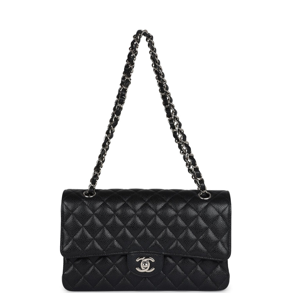 Chanel Medium Classic Double Flap Black Caviar Silver Hardware