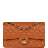Chanel Medium Classic Double Flap Bag Caramel Caviar Light Gold Hardware