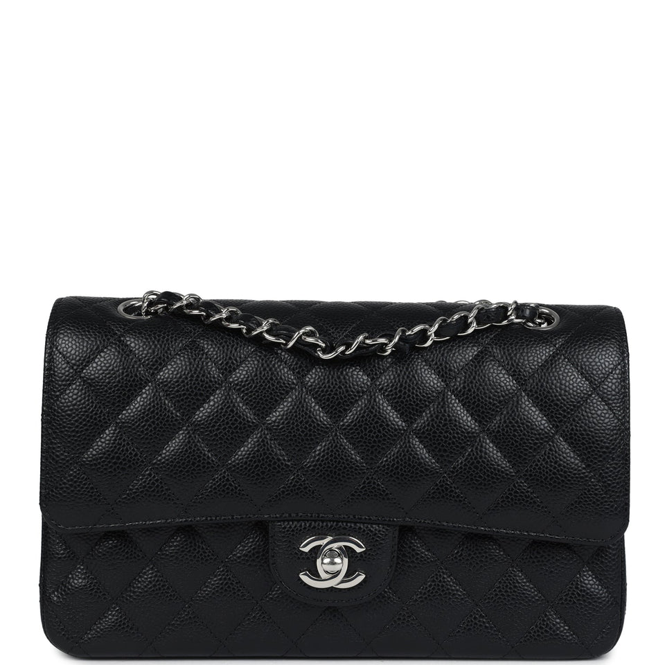 Chanel Medium Classic Double Flap Black Caviar Silver Hardware