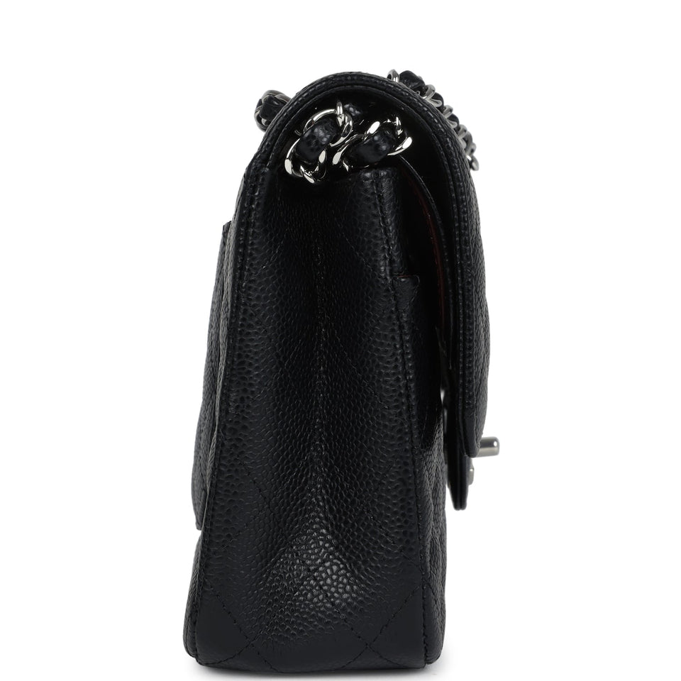 Chanel Medium Classic Double Flap Black Caviar Silver Hardware