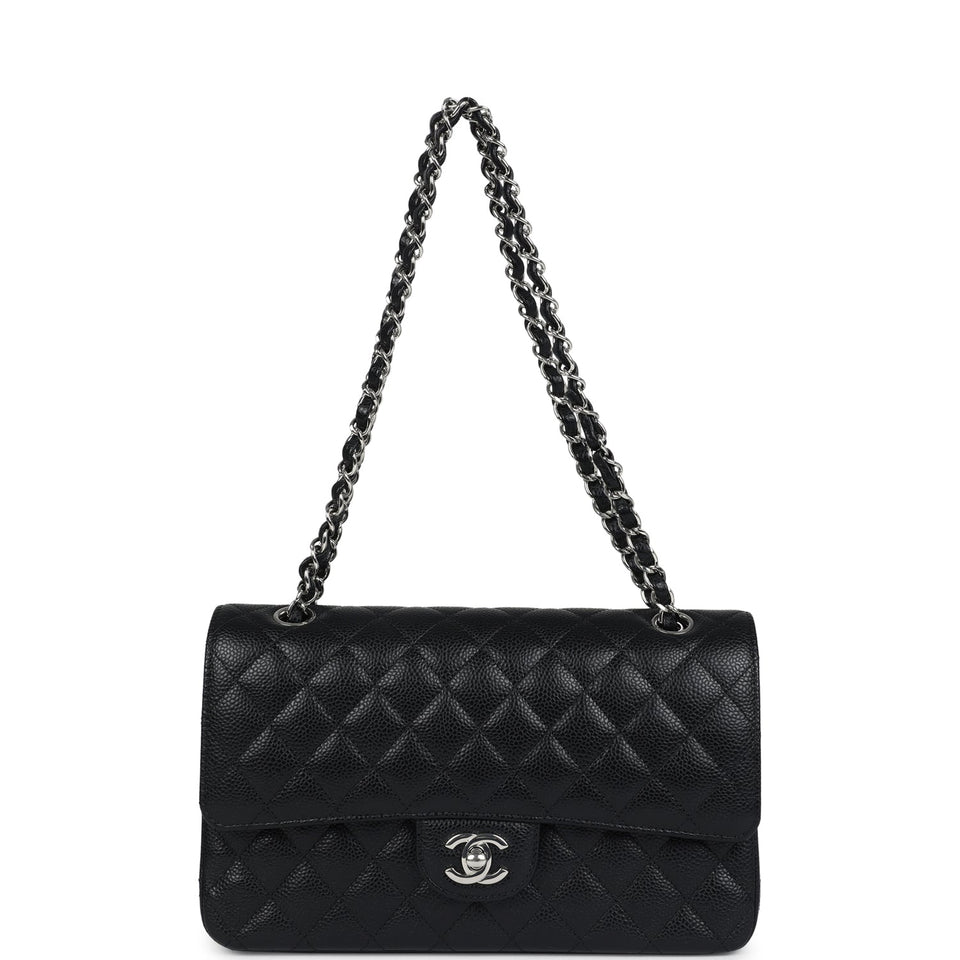 Chanel Medium Classic Double Flap Black Caviar Silver Hardware