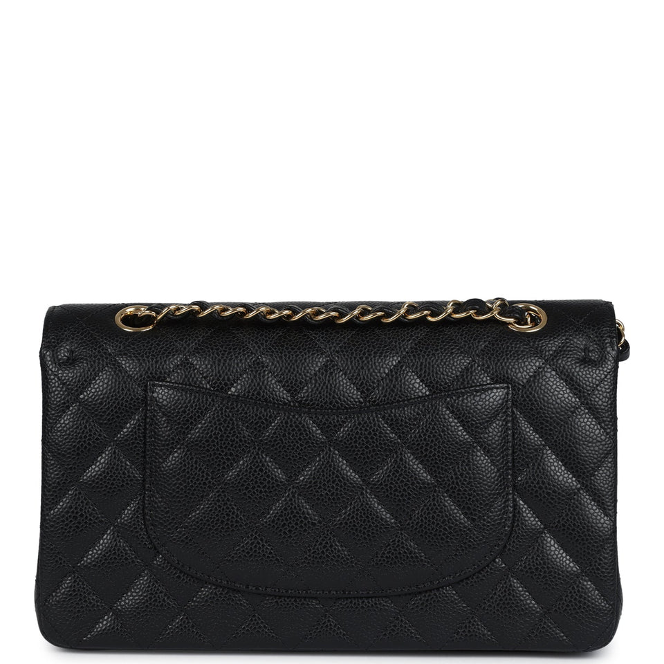 Chanel Medium Classic Double Flap Bag Black Caviar Gold Hardware
