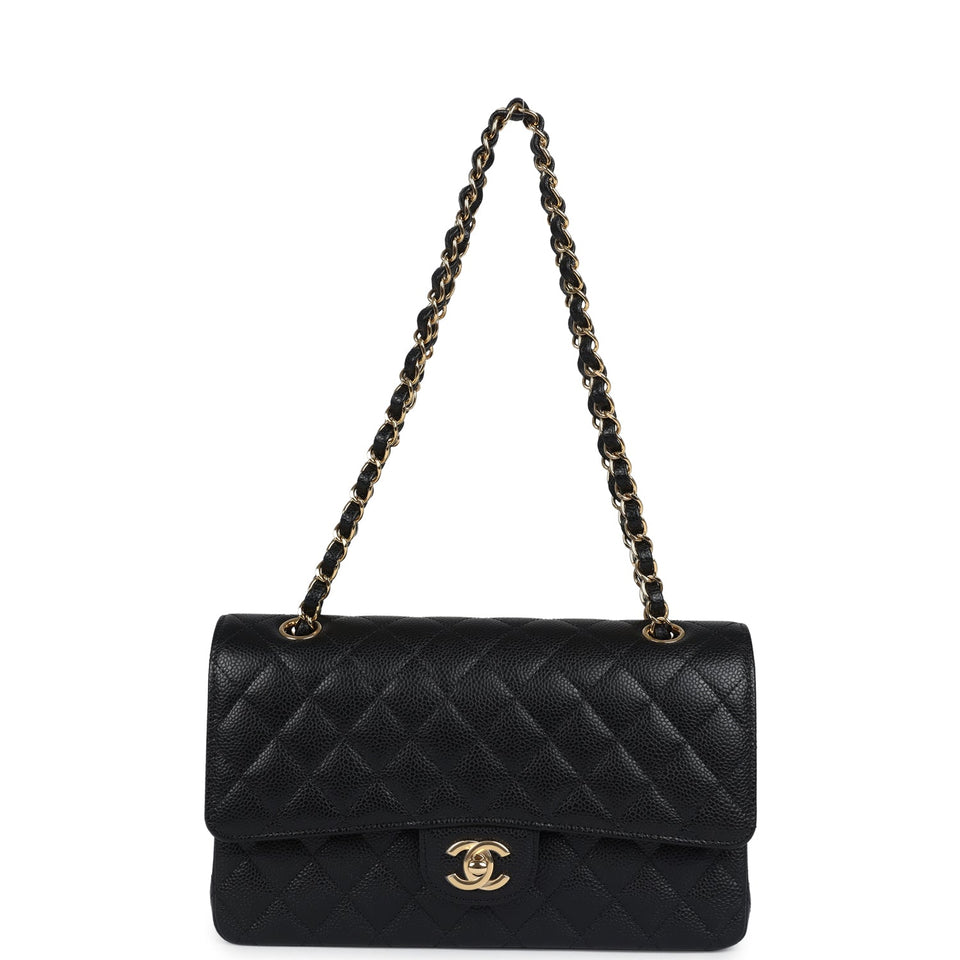 Chanel Medium Classic Double Flap Bag Black Caviar Gold Hardware