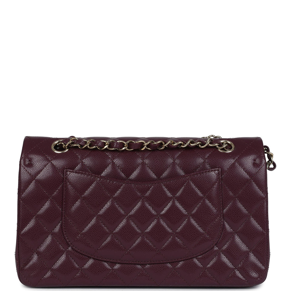 Chanel Medium Classic Double Flap Bag Burgundy Caviar Light Gold Hardware
