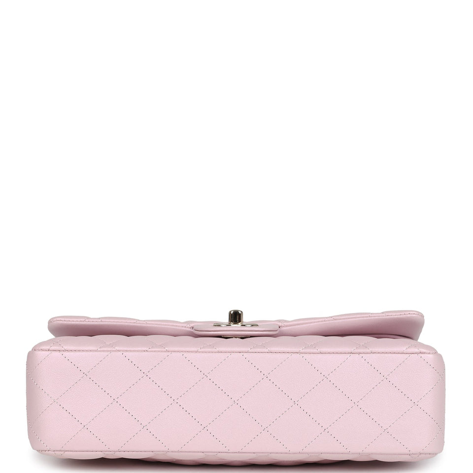 Chanel Medium Classic Double Flap Bag Pink Iridescent Lambskin Light Gold Hardware