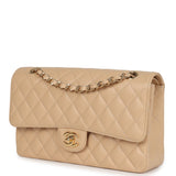 Chanel Medium Classic Double Flap Beige Caviar Gold Hardware