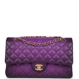 Chanel Medium Classic Double Flap Bag Purple Ombre Lambskin Brushed Gold Hardware