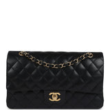 Chanel Medium Classic Double Flap Bag Black Lambskin Gold Hardware