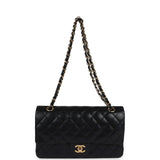 Chanel Medium Classic Double Flap Bag Black Lambskin Gold Hardware