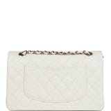 Chanel Medium Classic Double Flap White Caviar Light Gold Hardware