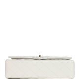 Chanel Medium Classic Double Flap White Caviar Light Gold Hardware
