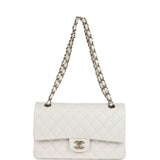 Chanel Medium Classic Double Flap White Caviar Light Gold Hardware