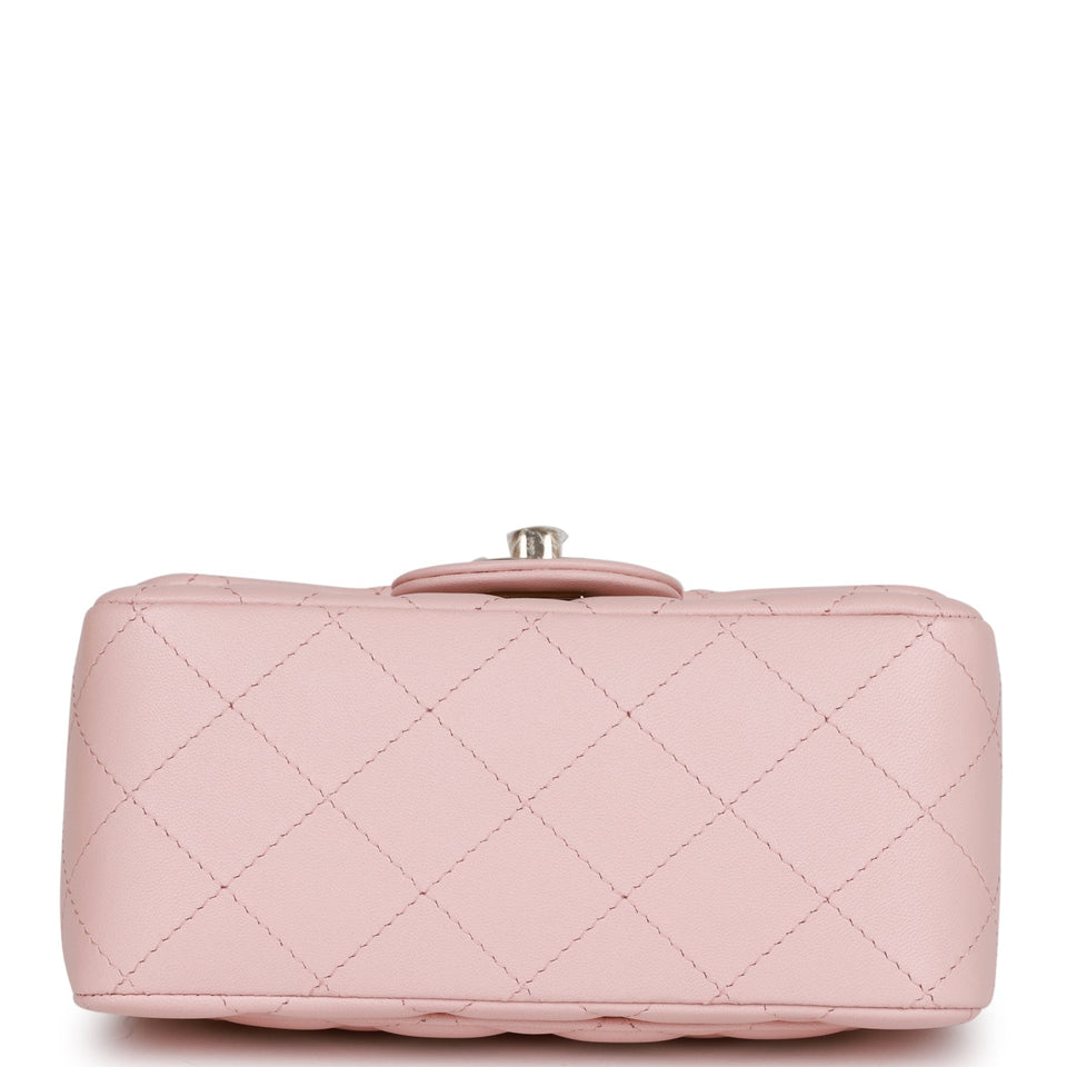 Chanel Mini Square Flap Pink Calfskin Light Gold Hardware