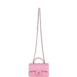 Chanel Mini Rectangular Flapbag with Top Handle Pink Lambskin Light Gold Hardware