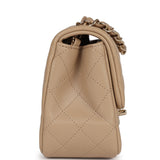 Chanel Mini Square Flap Bag Beige Lambskin Light Gold Hardware