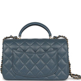 Chanel Mini Rectangular Flap with Top Handle Blue Lambskin Light Gold Hardware