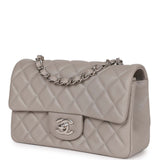 Chanel Mini Rectangular Flap Grey Lambskin Silver Hardware
