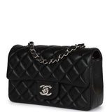 Chanel Mini Rectangular Flap Bag Black Lambskin Silver Hardware