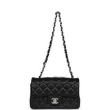 Chanel Mini Rectangular Flap Bag Black Lambskin Silver Hardware