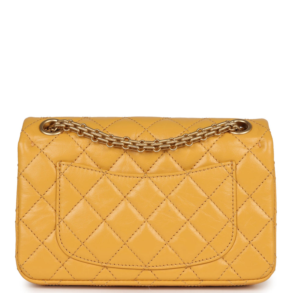 Chanel Mini Reissue 224 2.55 Flap Yellow Aged Calfskin Antique Gold Hardware