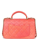 Chanel Mini Rectangular Top Handle Coral Ombre Lambskin Aged Gold Hardware