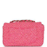 Chanel Mini Classic Rectangular Flap Bag Pink Tweed Gold Hardware