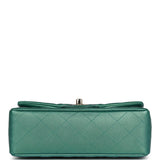 Chanel Mini Classic Rectangular Flap Iridescent Green Lambskin Light Gold Hardware