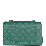 Chanel Mini Classic Rectangular Flap Iridescent Green Lambskin Light Gold Hardware