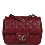Chanel Mini Classic Square Flap Burgundy Lambskin Gold Hardware