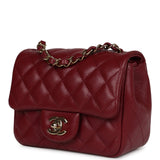 Chanel Mini Classic Square Flap Burgundy Lambskin Gold Hardware