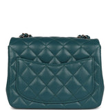 Chanel Mini Square Flap Bag Dark Green Caviar Silver Hardware