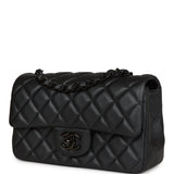 Chanel Mini Rectangular Flap So Black Iridescent Lambskin Black Hardware