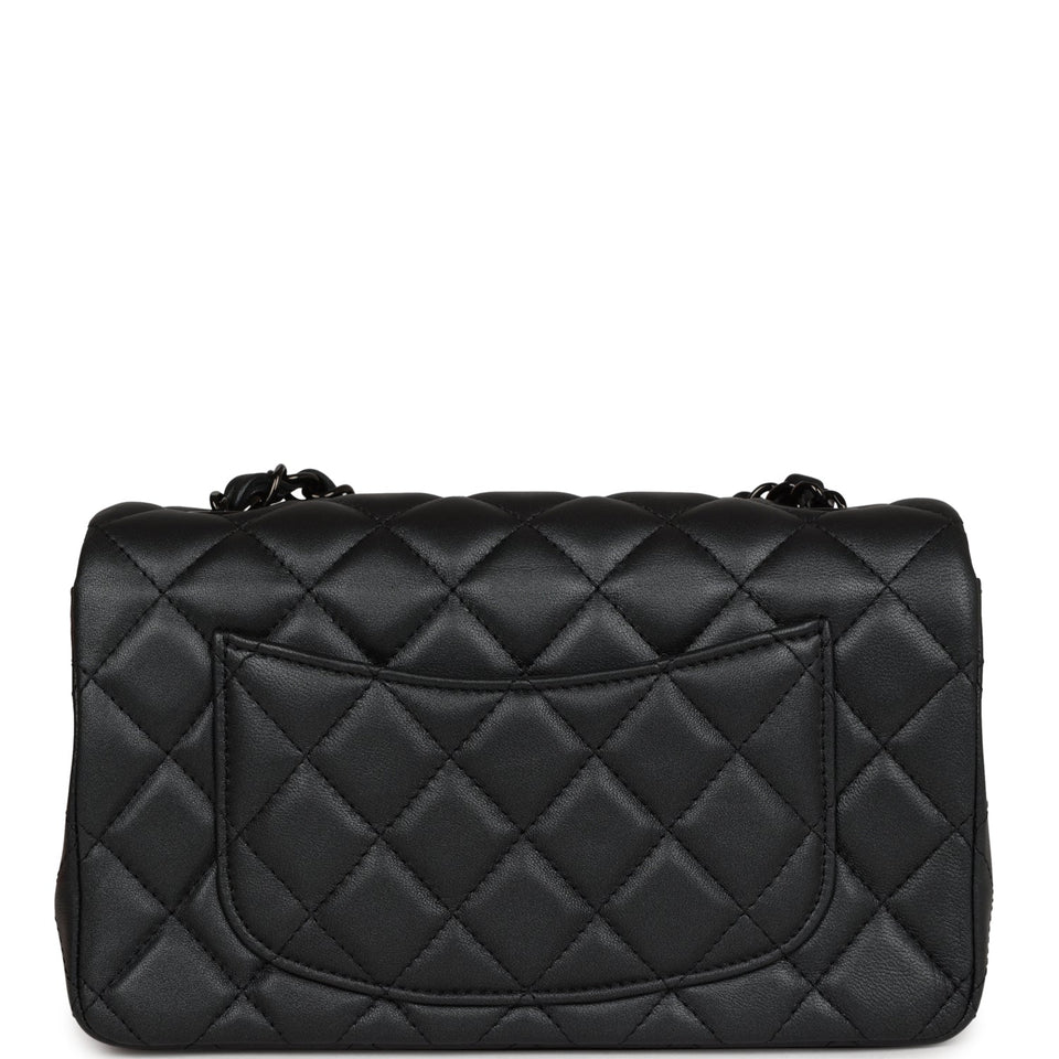 Chanel Mini Rectangular Flap So Black Iridescent Lambskin Black Hardware