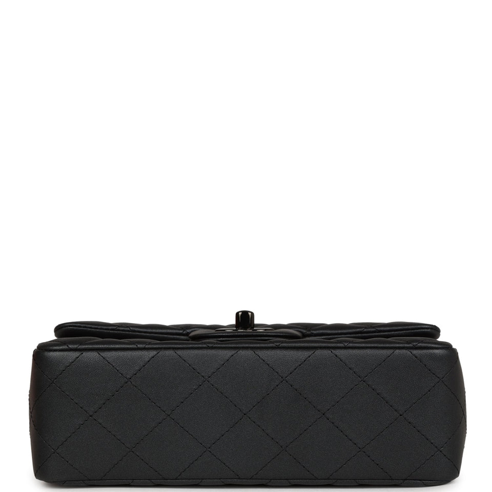 Chanel Mini Rectangular Flap So Black Iridescent Lambskin Black Hardware