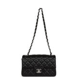 Chanel Mini Rectangular Flap Bag Black Lambskin Silver Hardware
