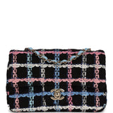 Chanel Mini Rectangular Flap Bag Black Multicolor Tweed Light Gold Hardware