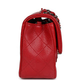 Chanel Mini Rectangular Flap Red Caviar Ruthenium Hardware