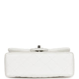 Chanel Mini Rectangular Top Handle Flap Bag White Iridescent Caviar Silver Hardware