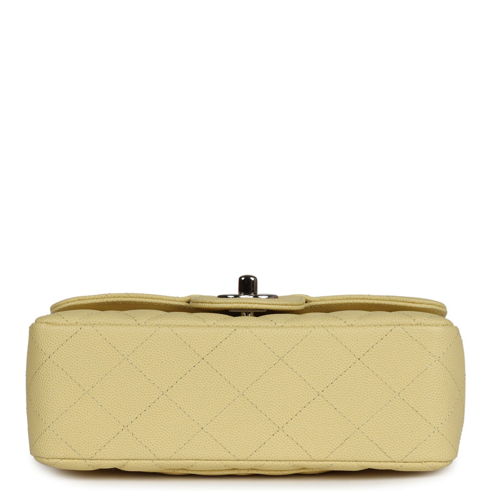 Chanel Mini Rectangular Flap Yellow Caviar Silver Hardware