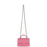 Chanel Mini Rectangular Flap with Top Handle Dark Pink Lambskin Light Gold Hardware