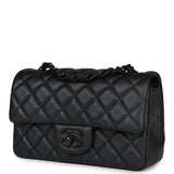 Chanel Mini Rectangular Flap So Black Iridescent Lambskin Black Hardware