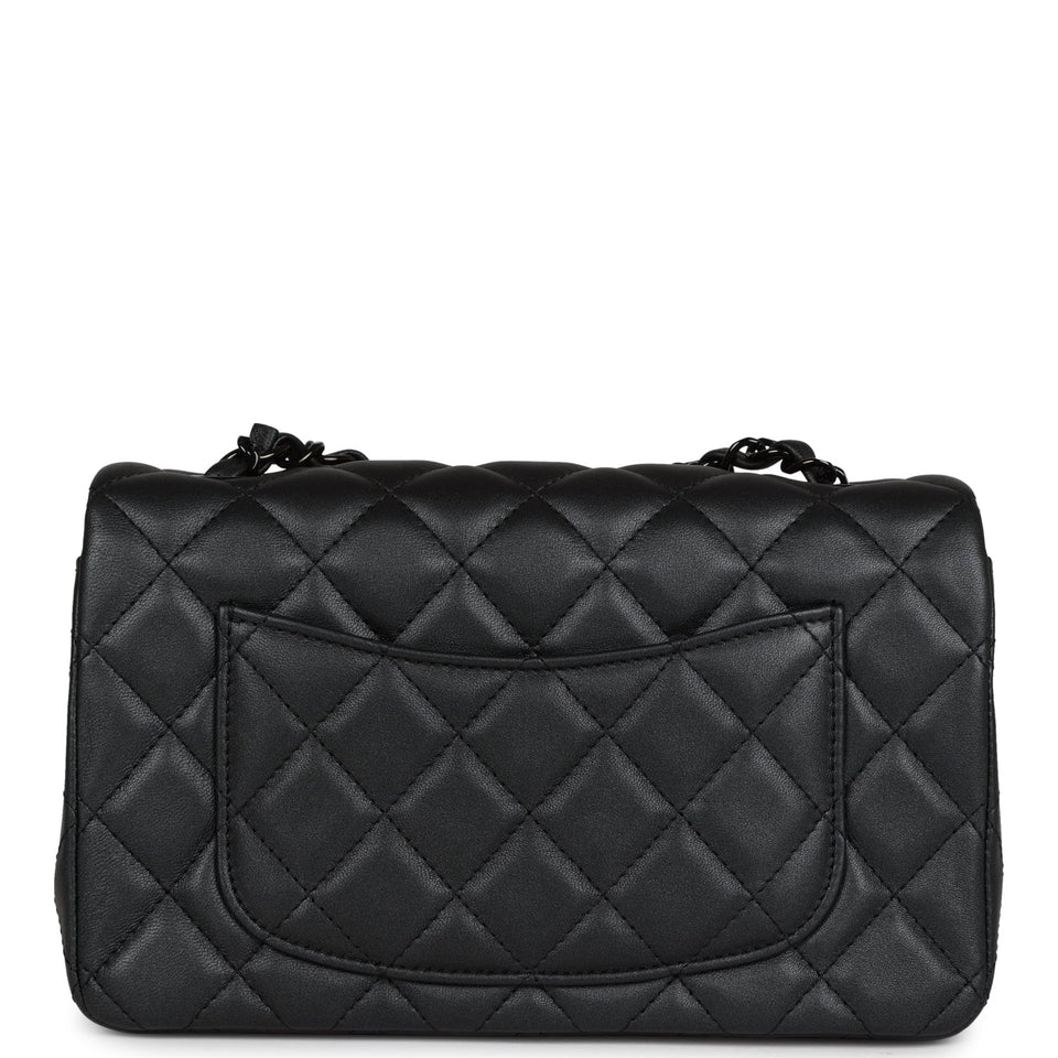 Chanel Mini Rectangular Flap So Black Iridescent Lambskin Black Hardware