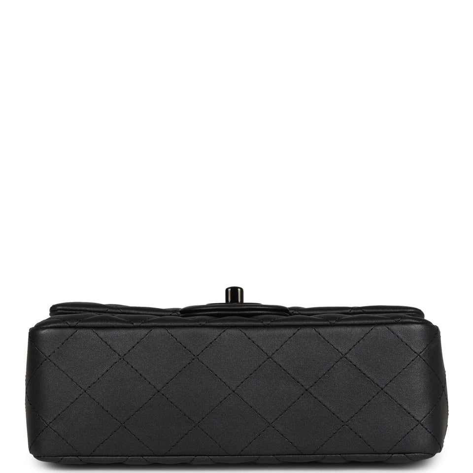 Chanel Mini Rectangular Flap So Black Iridescent Lambskin Black Hardware