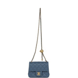 Chanel Pearl Crush Mini Square Flap Bag Blue Lambskin Antique Gold Hardware