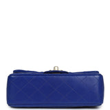 Chanel Mini Rectangular Flap Bag Dark Blue Lambskin Antique Gold Hardware