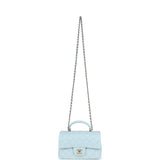 Chanel Mini Rectangular Flap with Top Handle Light Blue Lambskin Light Gold Hardware