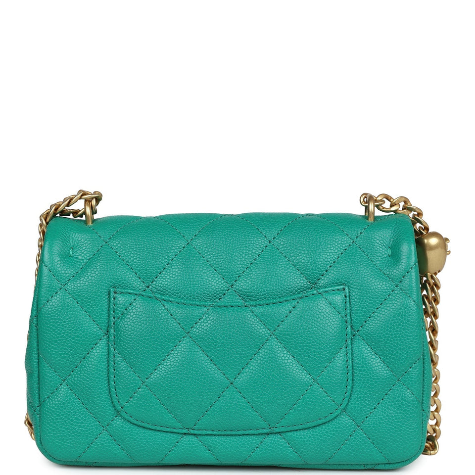 Chanel Sweetheart Crush Mini Rectangular Flap Green Caviar Antique Gold Hardware