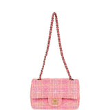 Chanel Mini Rectangular Flap Orange and Pink Tweed Gold Hardware